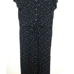 J Jill Black Floral Tie Waist Wide Leg Short Sleeve Casual Flowy Jumpsuit Sz L Size L Photo 2