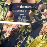 Denim 24/7 Floral Blue and Yellow Boxy Tunic Blue Size 24W Photo 2