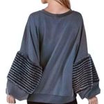 Young Fabulous and Broke Bella Faux Fur Ballon Sleeve Oversized Grey Sweatshirt Photo 1