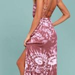 Lulus Live In Harmony Tie-Dye Maxi Dress Sz S Mauve Pink Leg Slit Open Back Photo 0
