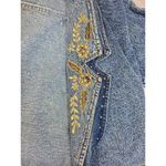 Vtg 80s 90s Pretty Bleu Metallic Gold Embroidery Double Breasted Denim Jacket M Blue Size M Photo 4