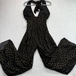 AQUA  Halter Jumpsuit Black Gold Polka‎ Dot Bloomingdales Exclusive XS Photo 10