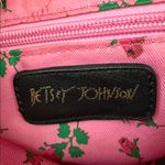 Betsey Johnson  Black & White Polka Dot Chain Strap Floral Lined Purse Bag Photo 4