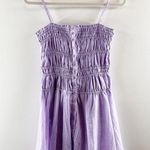 Sky to Moon Smocked Button Up Mini Dress Powder Lilac Purple Medium Photo 3