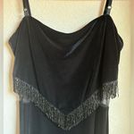 Vintage Patra Black Velvet Beaded Fringe Mesh Paneled Flapper Maxi Dress 10 Photo 2