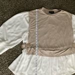 COCOMO Woman 2X Taupe/White Layered Blouse w/ Buckled Vest Overlay Tan Photo 4