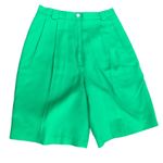 Vintage 80s 90s JH Collectibles Kelly Green Linen High Waist Shorts 8 28” Waist Photo 0