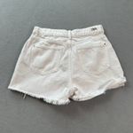 ZARA  Woman Denim Jean Skort Shorts White High Waisted Frayed Hem Asymmetrical Photo 1