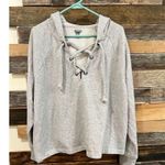 Aerie Gray Lace Up Hoodie Sweatshirt relax fit Size XL Photo 0