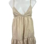 Commense Women's Beige Sleeveless V Neck Back Tie Camisole Tank Mini Dress Sz S Tan Photo 1