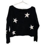 PINK - Victoria's Secret Pink Victoria Secret Cropped Off-The-Shoulder Sweater Black Star Print Medium Photo 2