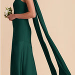 Birdy Grey Satin Emerald Dress Birdy Grey Emerald Satin Holiday Dress Bridesmaid Dress with Scarf Photo 0
