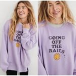 Aerie the chill crew sweatshirt off the rails print in purple size small Photo 1