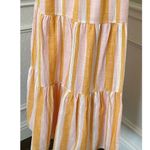 Pink White Orange Striped Tiered Maxi Dress Photo 3