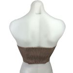 ZARA  Brown Faux Leather Sweetheart Neck Smocked Corset Bustier Crop Tube Top S Photo 1