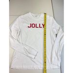 J.Crew Long Sleeve Jolly White Holiday Christmas Graphic T-Shirt Top M Photo 2