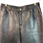 Garson by REM Garson Genuine Leather Pants 6 Black Studded Straight Leg Lined Photo 1