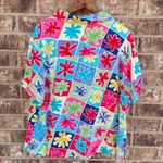 Caribbean Joe Vintage  Floral Button-Up Shirt Groovy Floral Retro Summer Tropical Photo 3