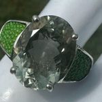Chi by Falchi Sterling Ring w/ Green Prasiolite & Shagreen Inlay Silver Photo 1