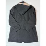 Saphirose Black Hooded Trench Coat Drawstring Waist Plaid Lined Size S Photo 7