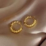 15mm Twist Small Gold Hoop Earrings for Women Photo 0