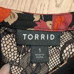 Torrid Black Floral Empire Babydoll Top Plus 1 1X 14 16 Lace Neckline Flowy Boho Photo 2