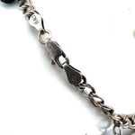 Vintage Italian Sterling Silver 925 Charm Bracelet – Chinese Symbols & Black Bea Photo 3