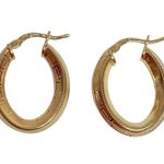 Gold Tone Hoop Oval Greek Design Earrings Photo 0