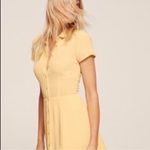 Reformation Tatiana Mini Collared Button Down Short Sleeve Dress Light Yellow 6 Photo 2