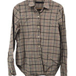 Jenni Kayne  Plaid Button Down Shirt XS Beige Blue Red Long Sleeve Casual Cotton Photo 0