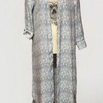Cupcakes and Cashmere Gray Blue Graphic Print Maxi Shirt Women's Small Lagenlook Photo 0