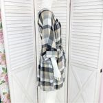 Maeve  Anthropologie Oversized Plaid Kimono Tunic Dress Tie WaistTan Black Small Photo 3