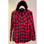 Eddie Bauer  Black and Red Check Hooded Shirt Jacket Photo 7