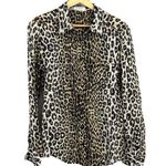 Equipment Femme Blouse Silk Leopard Print Button Up Long Sleeve Sheer Small Photo 0