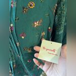 Fig & Flower Womens Floral Pleated Tunic Top Green Lightweight Sz Small NWT Photo 5