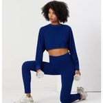 Brand New Gigi C Revolve Women's Large Isabella Royal Blue Pullover Cropped Top Photo 1