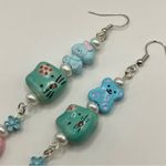 Handmade  Playful Teacup & Animal Bead Dangle Earrings Photo 1
