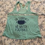 Mentally Exhausted Teal Blue Football Pajama Tank Top Size Large Photo 3
