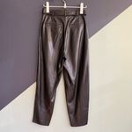 Babaton Aritzia Mayne Black Vegan Leather Pleated Pants w/ Belt, Sz 4 EUC Photo 2