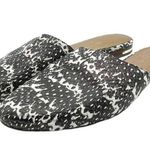Yosi Samra Parker Mules Gray Snake Embossed Leather Open Back Flats Size 7 Black Photo 4