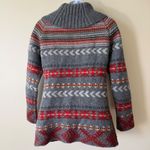 Woolrich  Lambswool Cardigan Sweater Womens Small Charcoal Gray Fair Isle Nordic‎ Photo 7