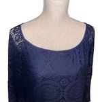 Tacera Tecera Women’s Navy Blue Lace Overlay Dress Bell Sleeves Size 1x Lined Photo 4
