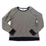 Draper James navy blue & white gingham cotton sweatshirt size L Photo 10