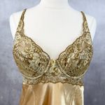Victoria's Secret Women Gold Slip Dress M Coquette Lingerie Satin Lace Y2k Glam Photo 1