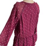 Paige  size Small Mini Dress Cherry Red Shanti Long Sleeve Polka Dot Embroidered Photo 6