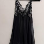 Bombshell Black Sheer Satin Trim Gem Straps Lingerie Babydoll Dress Sz S EUC Photo 1