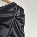 H&M  Satin Black Puff Long Sleeve Ruched Gathered Boatneck Party top Size S Photo 6