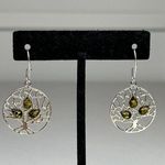 Tree Of Life Sterling Silver & Green Baltic Amber Drop Earrings Photo 0