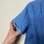 Brandy Melville Peyton Denim Crop Top Short Sleeve Blue Cotton Button-Front Sz S Photo 5