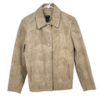 Mossimo Tan Women's Genuine Leather Animal Print Jacket Long‎ Sleeve Size Medium Photo 0